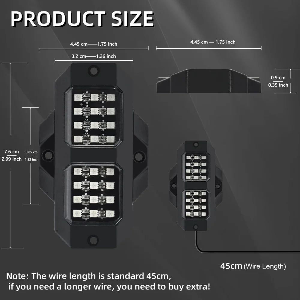 8pods White Rock 24 Smd Chips Underbody Lighting 6000K