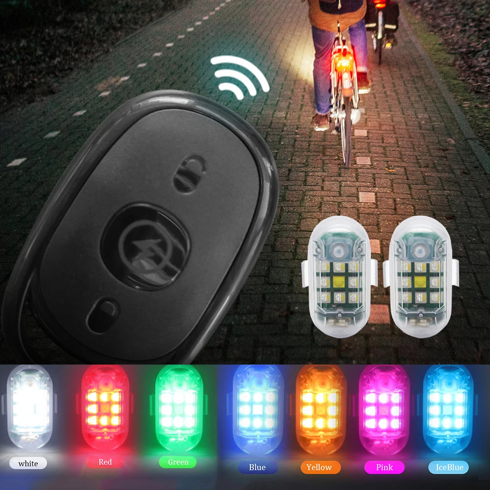 4PCS Wireless Remote Flash Motorcycle RGB Warning MINI Signal
