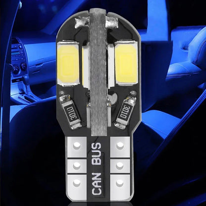 10PCS W5W T10 Bulbs Canbus 5730 8SMD 12V 6000K