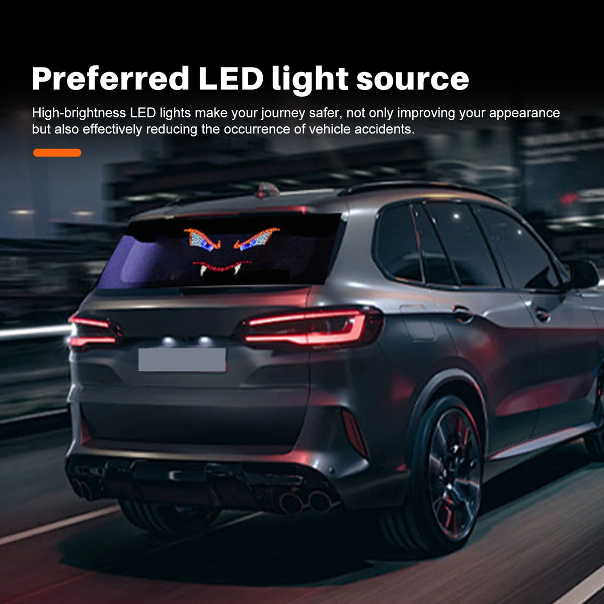 Devil's Eye Vampire USB Dynamic Expression LED Sticker Light for Front & Rear Car Windows Automotive Accessories