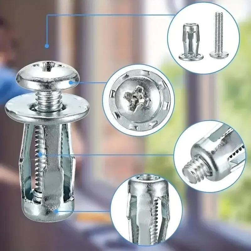 60PCS Galvanized Carbon Steel Expansion Nuts Petal Lock Cross