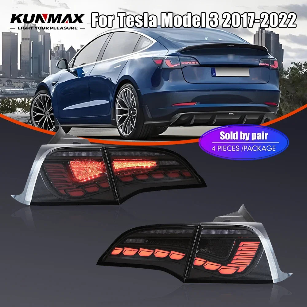 For Tesla Model 3 2017-2022 Drl Pair Tail Reverse Brake Turning
