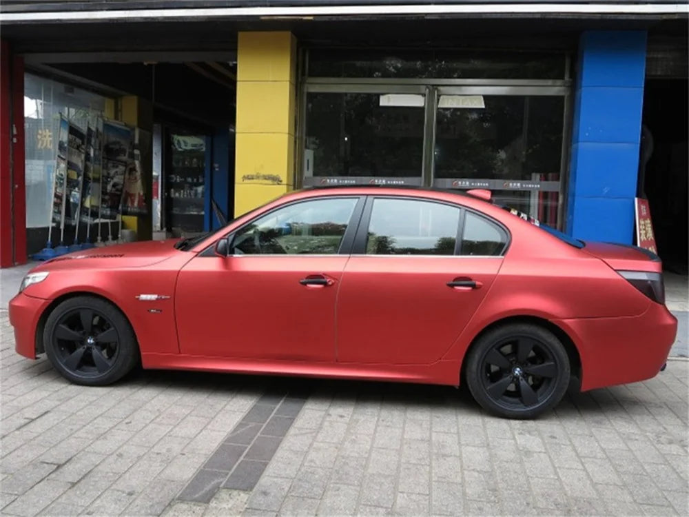 Tuning Red Matte Chrome Metallic Vinyl Wrap Air Release