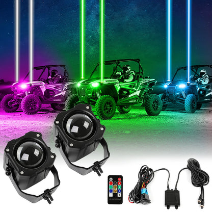 For Side By Side 2PCS Whipless Whip Lens Spot Beam Pod Rgbw Utv