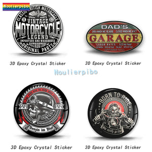 3D Dome Gel Sticker Old Shool Wolf Biker Retro