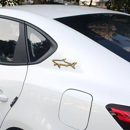 3D Metal Sticker Hollow Shark Emblem Badge Decals Automobiles