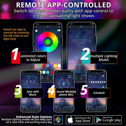 Multi Color APP Control Hood Strip RGB Engine Bay