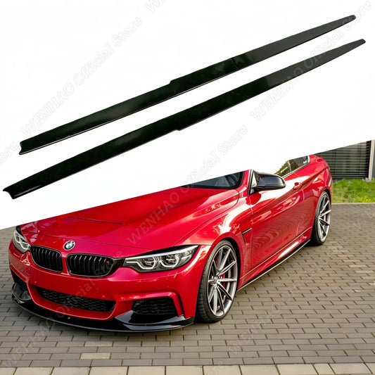 For BMW 4 Series F32 420I 4PCS Gloss Black Side Skirts Rear