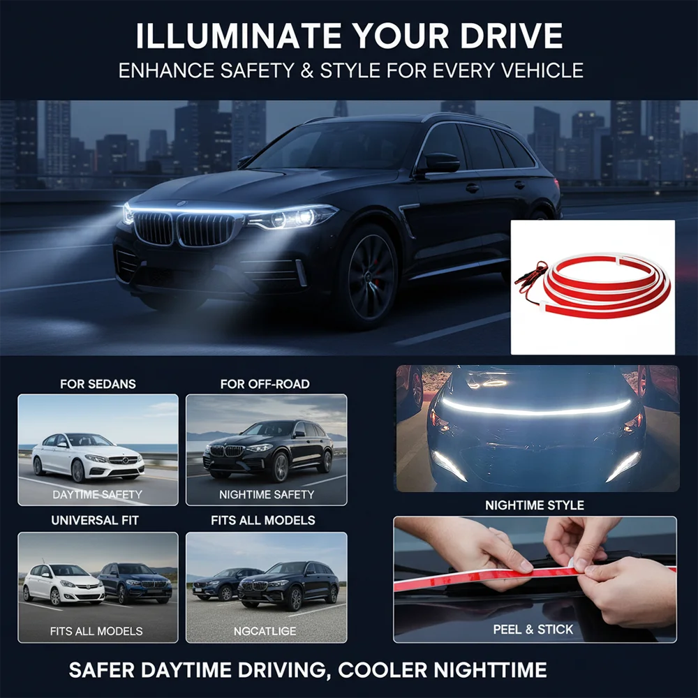 Hood Strip Dynamic Scan Startup Drl 12V Flexible Cuttable