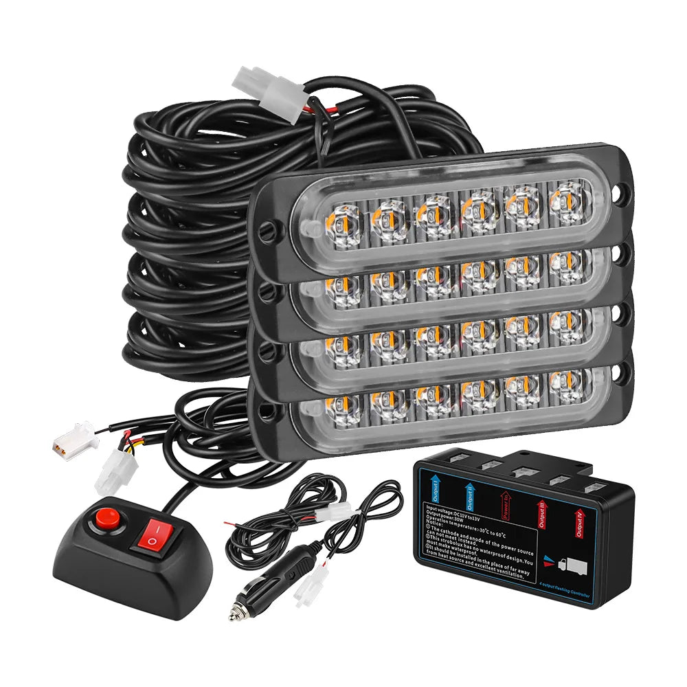 4PCS Kit 6SMD Stroboscopes 12V Truck Flasher Strobe Middle