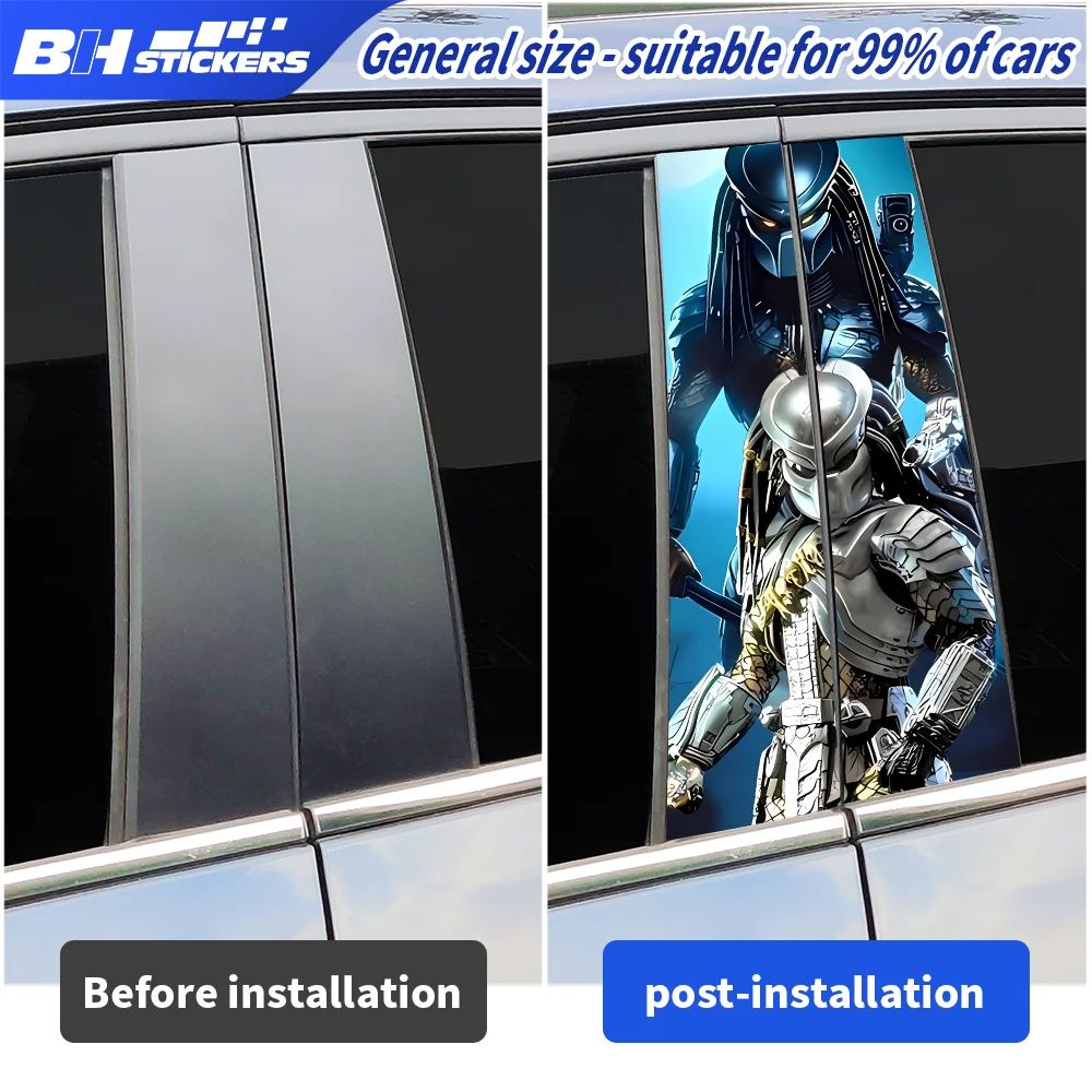 Silver Mech Predator Pillar Post Decal Sci Fi Window