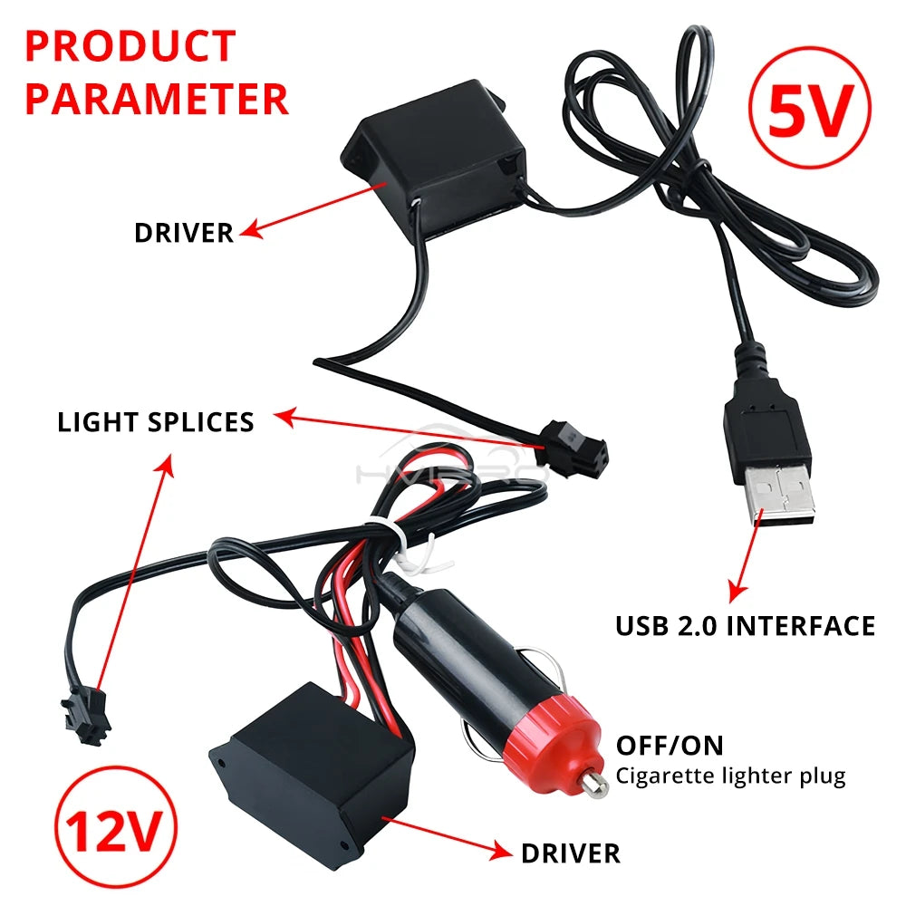 5M Interior Lighting Strip 12V Instrument Panel Wire Rope