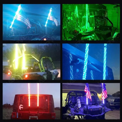 For Offroad Sand Rails Buggies Sxs 2PCS 5FT Whip RGB Waterproof