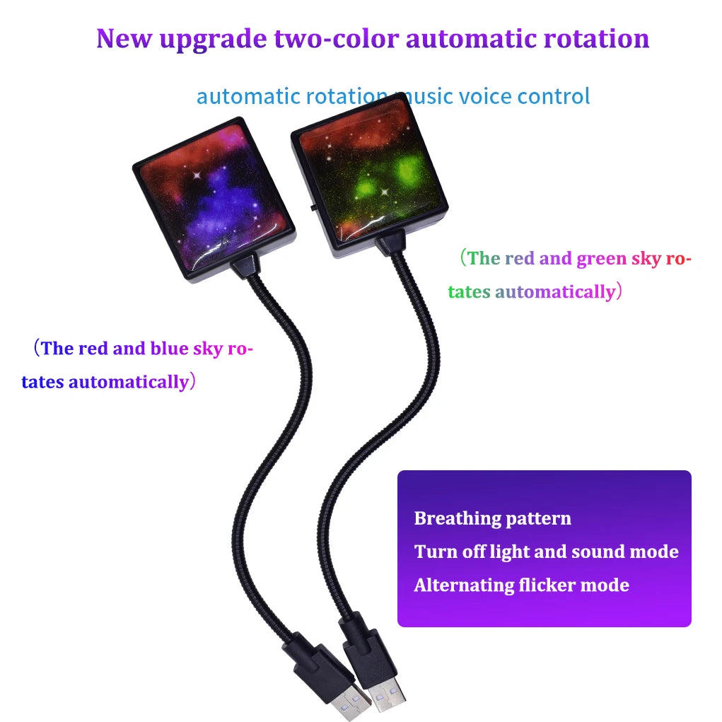 Dynamic Autorotation Dual Color USB Roof Star Interior Starry