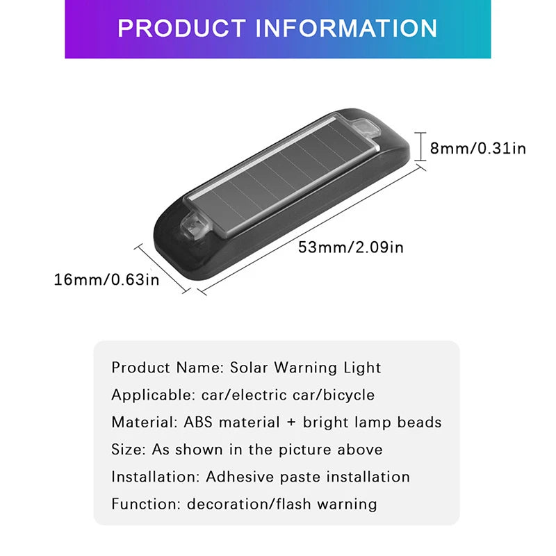 Solar Energy MINI Alarm Wireless anti-theft Warning Flashing