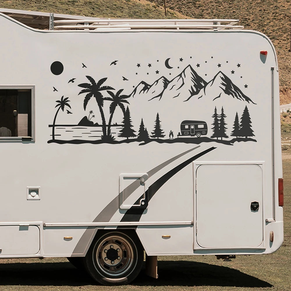 Large Strand En Bergen Tree Mountain Camper Rv Sticker