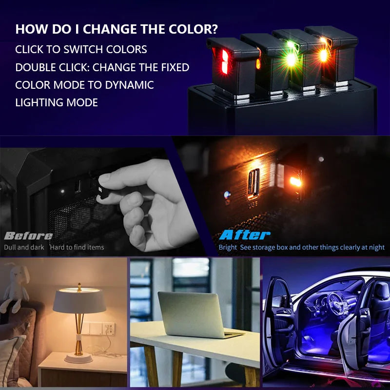 MINI USB Atmosphere RGB Ambient Lighting Night Portable Colorful