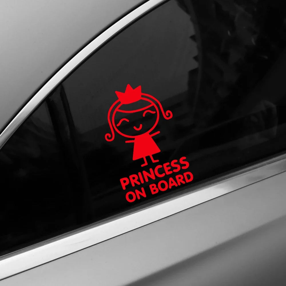Sticker Smiling Girl Pattern Princess On Board Decal Driving