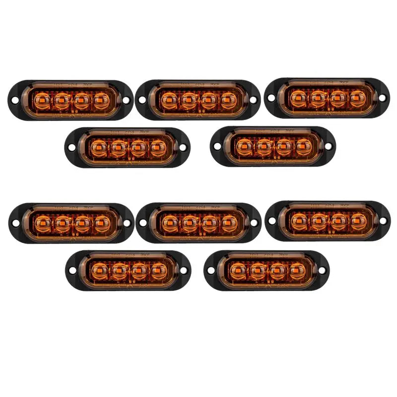 For Trailers 10PCS 12v-24v 4LED Side Marker Turn Signal