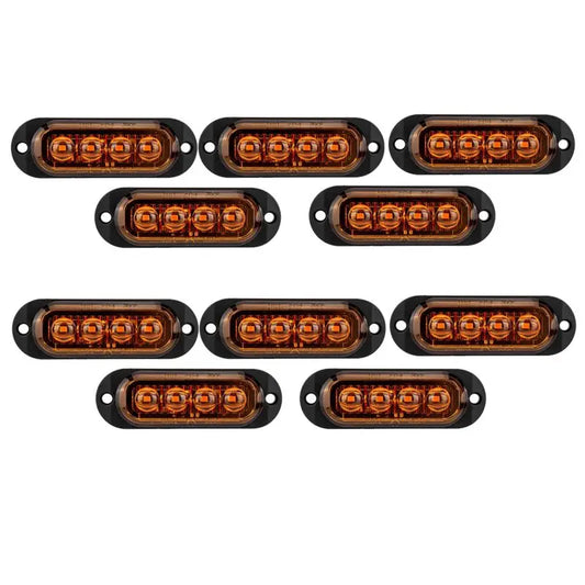 For Trailers 10PCS 12v-24v 4LED Side Marker Turn Signal