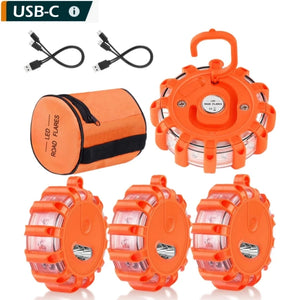 For Vehicles Flashing Flare Beacon Disc Rechargeable Road Flares