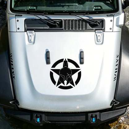 Circular Five Point Star Spartan Helmet Engine Hood Vinyl