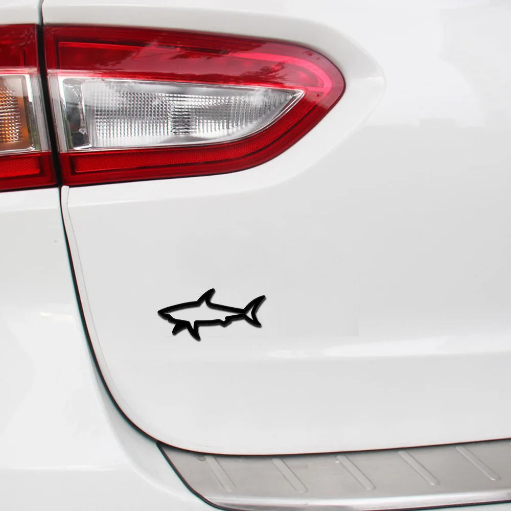 For Vehicle Shark Metal Bumper Sticker Creative Personality Body