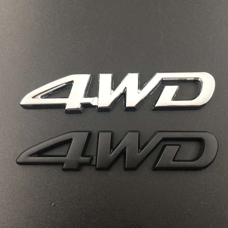 1PCS 3D Chrome Metal Letters Logo 4WD Fender Side