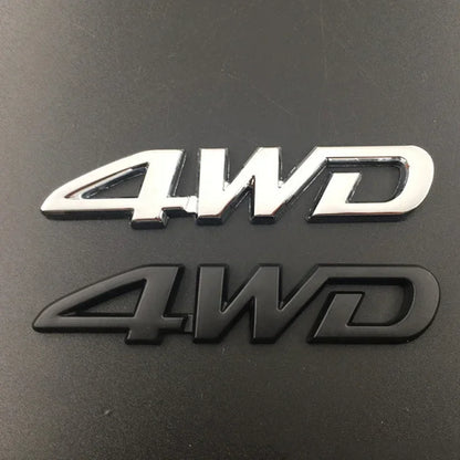 1PCS 3D Chrome Metal Letters Logo 4WD Fender Side