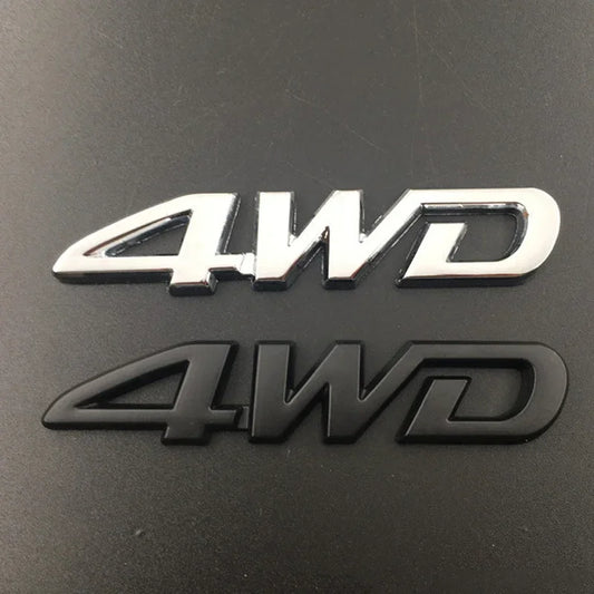 1PCS 3D Chrome Metal Letters Logo 4WD Fender Side