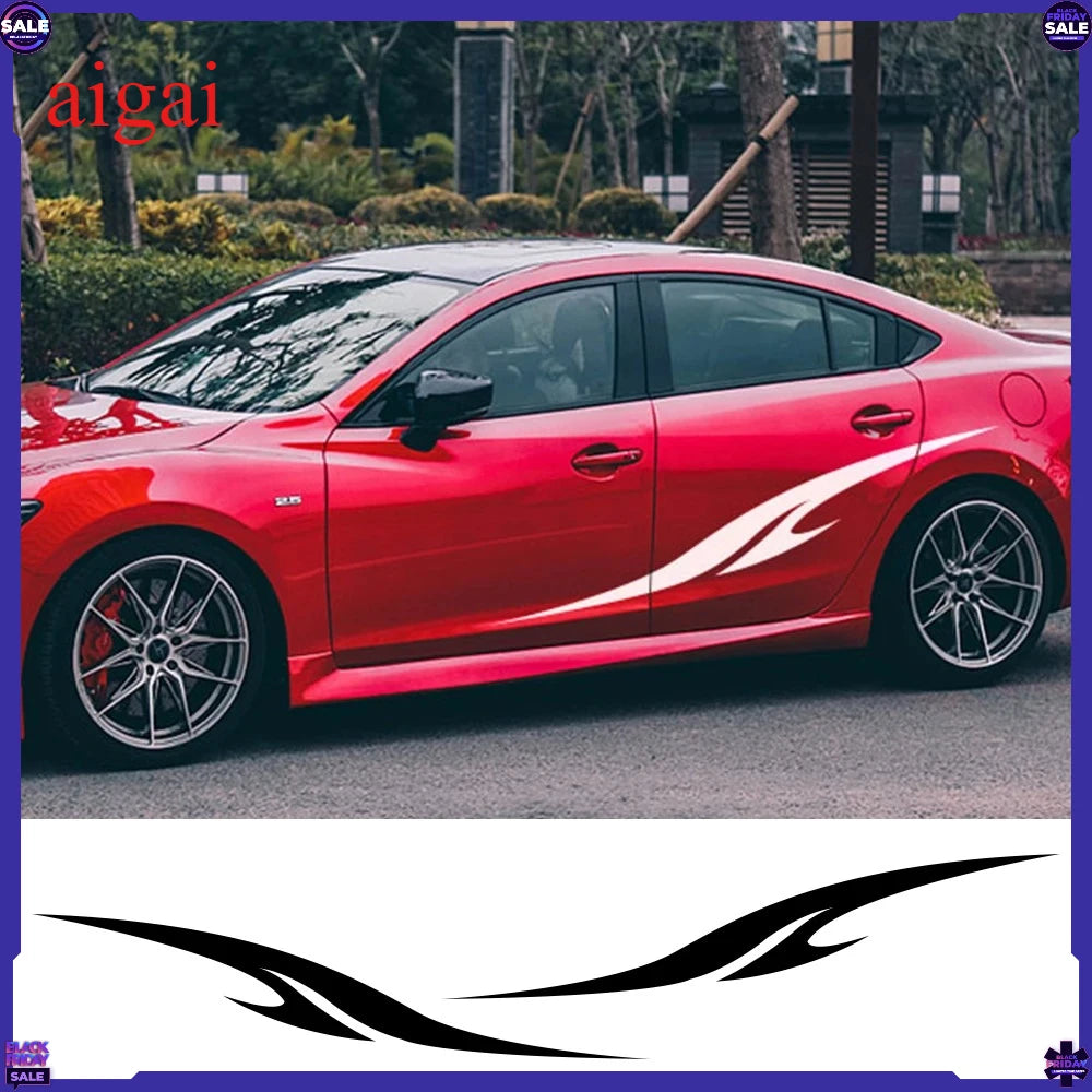 2PCS Racing Sports Sticker Vinyl Side Skirts Decal Funny