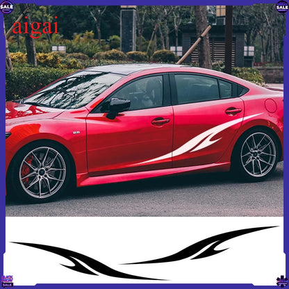 2PCS Racing Sports Sticker Vinyl Side Skirts Decal Funny