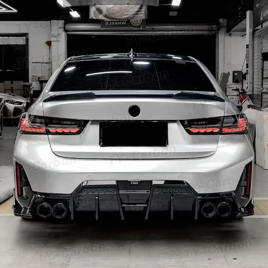 For BMW 3 Series G20 G28 Bright Black Vten Rear Bumper Diffuser