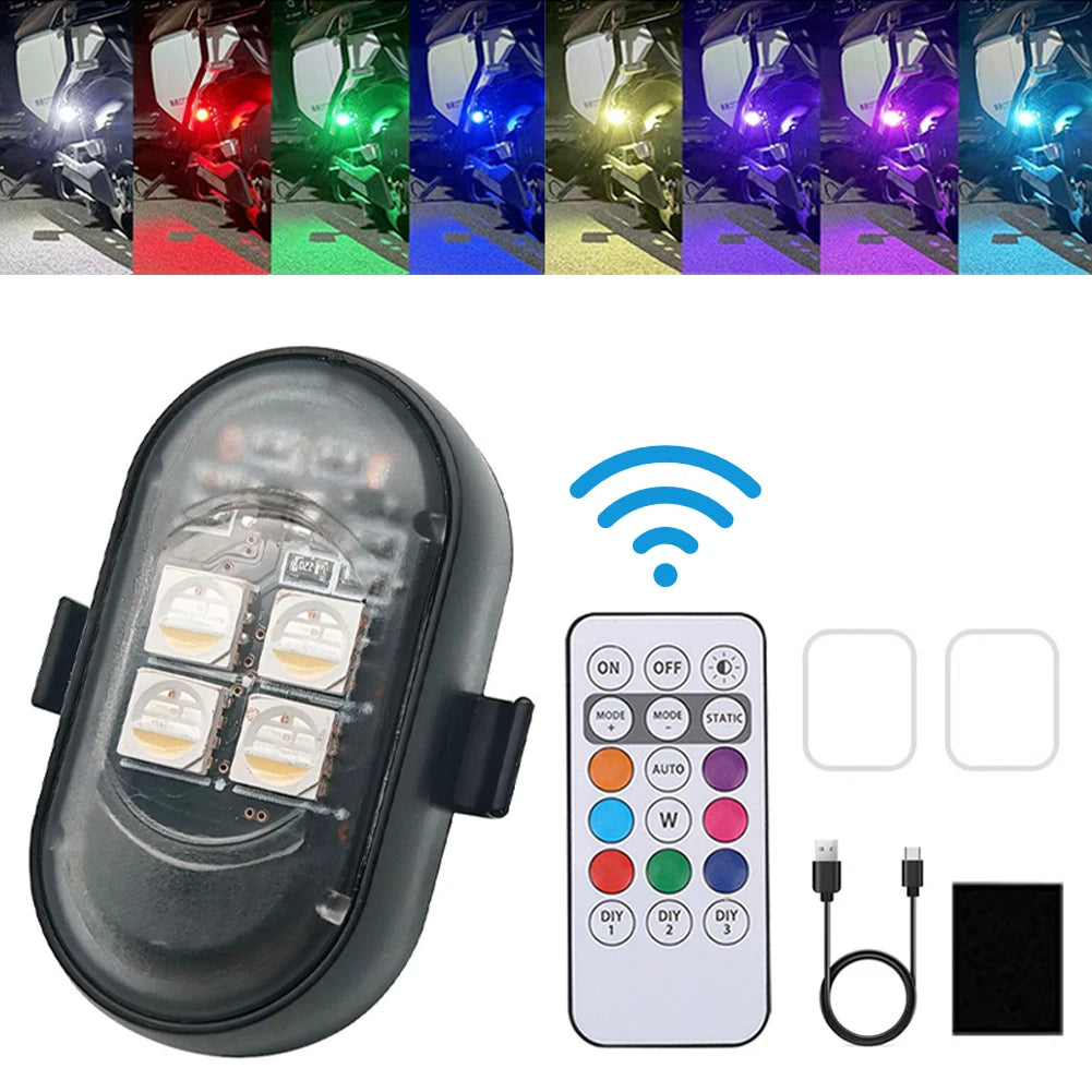 1-8pcs Wireless Remote Control 4LED Strobe Colors USB