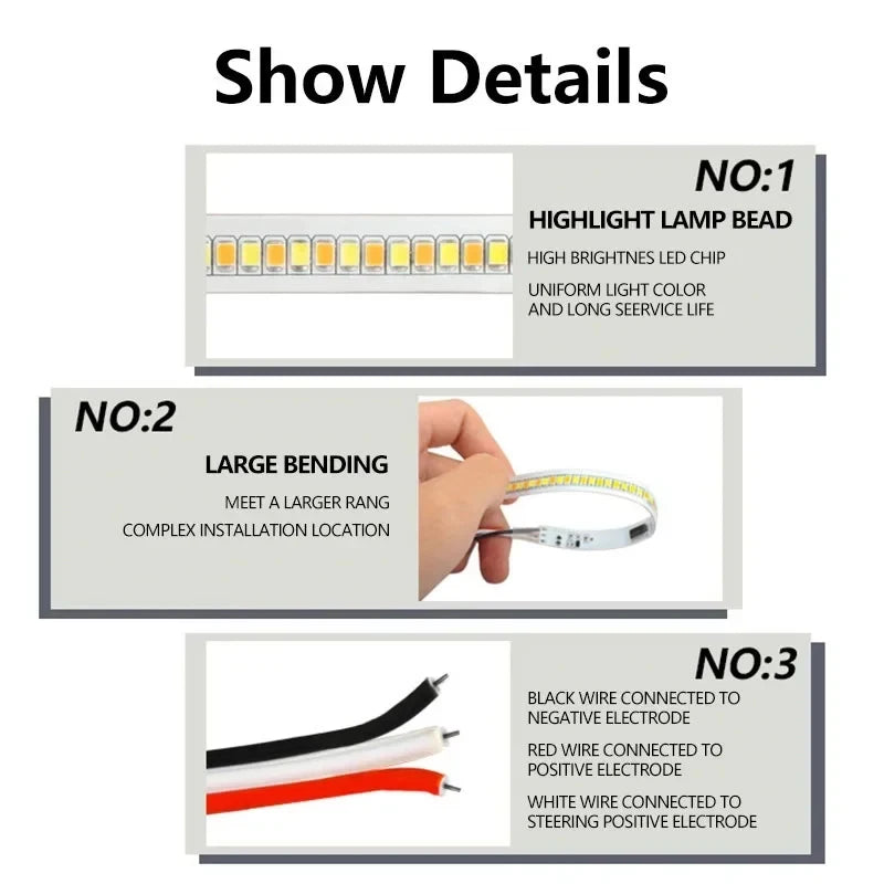2PCS 12V Rearview Mirror Indicator Headlight Strip Turn Signal