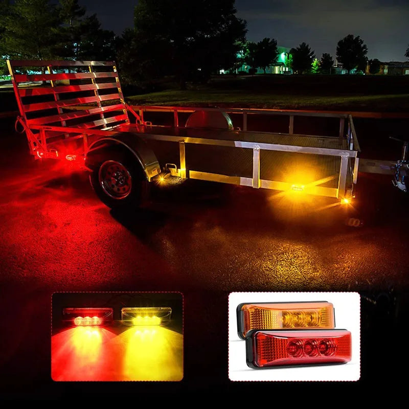 2PCS Truck Outline Side Marker Trailer 3LED Front Rear