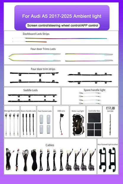 For Audi A5 A4L 2017-2025 Models Lighting Systems 64-color