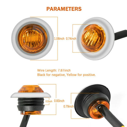 50PCS Inch MINI Round Trailer Side Marker Indicator Trucks