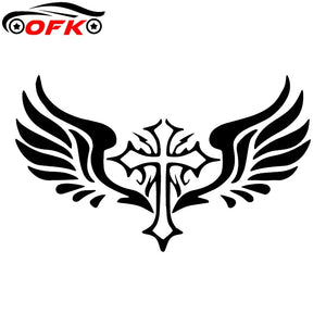 Cross Wings Rear Windshield Vinyl Decals Sticker 18.1x10.8cm