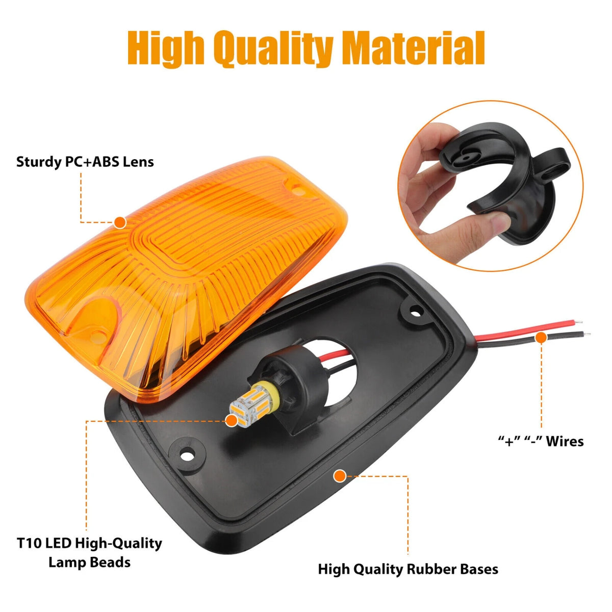 For 1988-2002 Chevy GMC Pickup 5PCS Amber Cab Marker Roof