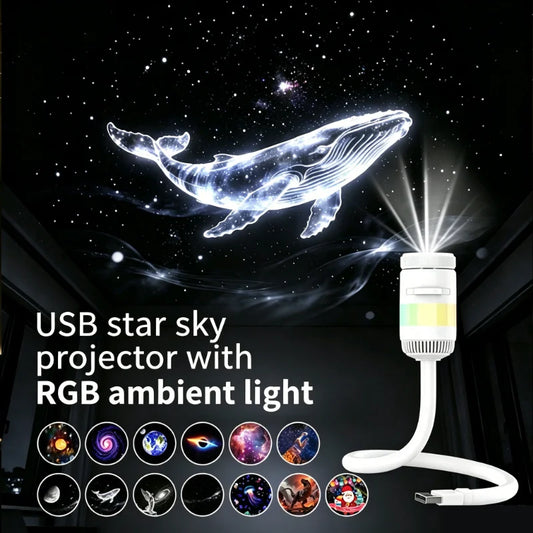 2IN1 USB Ambient MINI Galaxy Star Projection Atmosphere Multiple