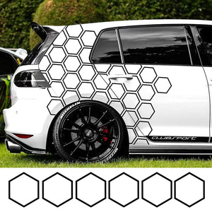 6PCS Honeycomb Stickers Sport Side Door Personalized Automobile