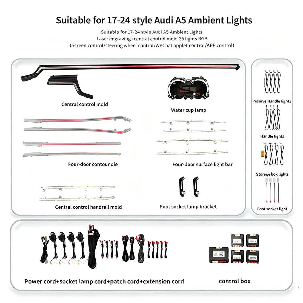 For Audi A4 A5 B9 2017-2024 Oem Ambient Kit Interior Atmosphere