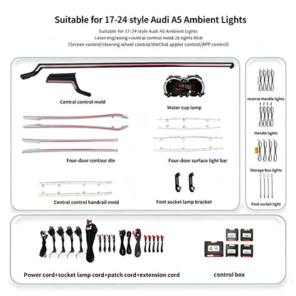 For Audi A4 A5 B9 2017-2024 Oem Ambient Kit Interior Atmosphere