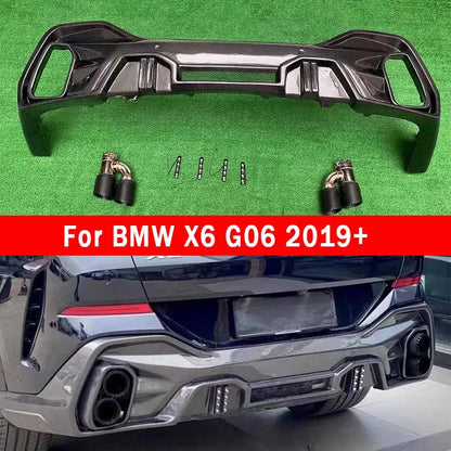 For BMW X6 G06 2019+ Carbon Fiber Rear Bumper Diffuser Splitters