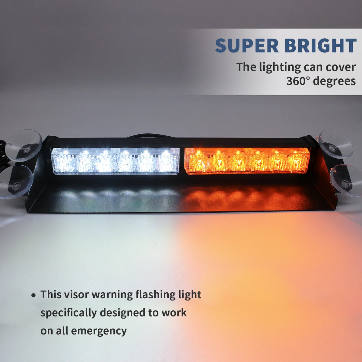 Laikesi White Amber Dash Strobe Bar 12-24v Windshield Suction