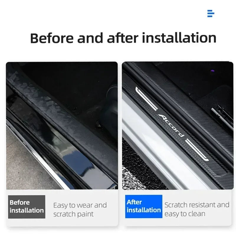 For Honda Accord Trunk Bumper Decals Carbon Fiber Door Sill