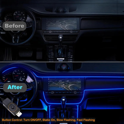Interior Strip 196.85inch USB Neon Ambient Lighting Kits Switch