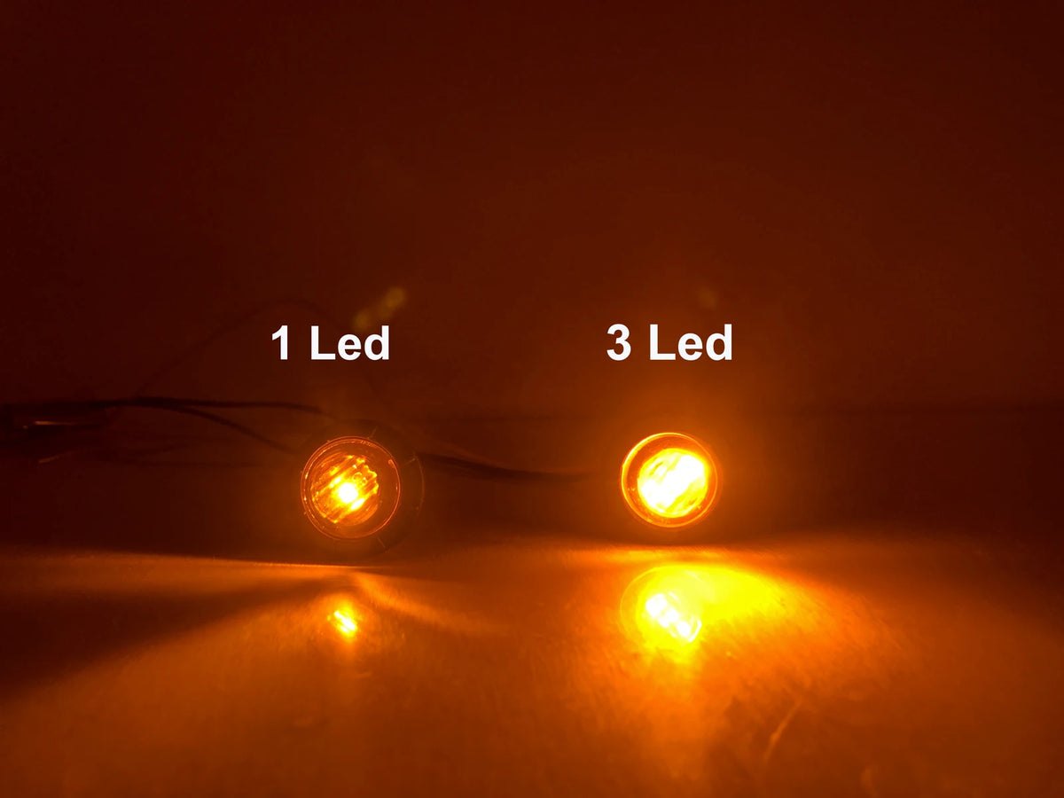 Pack 100 Inch MINI Round Amber 3LED Indicator Signal