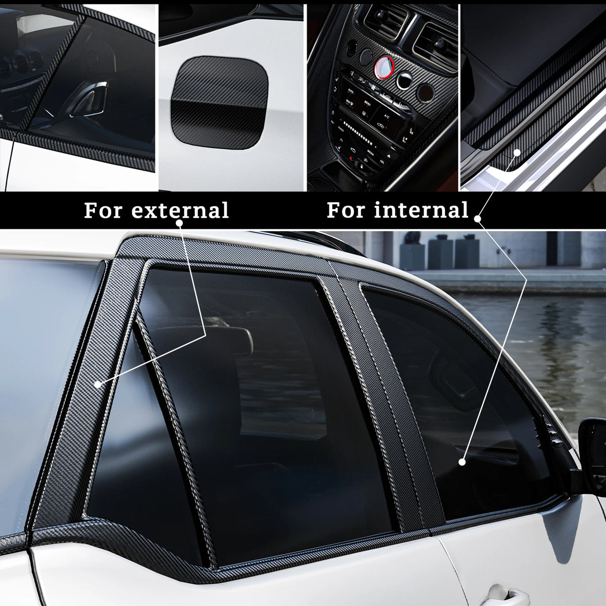 Carbon Fiber Body Vinyl Wrap Matte Glossy Black Sticker